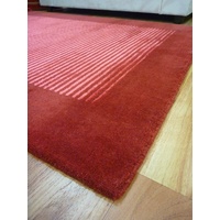 Chunky Wool Rugs Hand Loomed Whisper Border Red