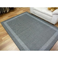 Washable & Reversible Outdoor Patio Plain Design Charcoal Floor Area Rugs