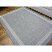 Washable & Reversible Outdoor Patio Plain Design Silver Floor Area Rugs