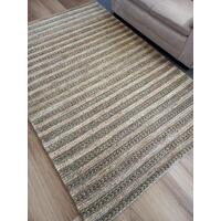 Chunky Jute Natural Fiber Green Tri Weave Floor Area Rug