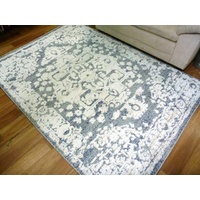 Dual Textured Contemporary Design Sif Blue/White Oval Pattern Floor Area Rugs