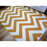 Reversible Flatweave Chevron Cotton Floor Rugs Apricot