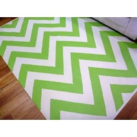 Reversible Flatweave Chevron Cotton Floor Rugs Lime