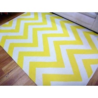 Reversible Flatweave Chevron Cotton Floor Rugs Mustard