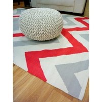 Reversible Flatweave Chevron Cotton Floor Rugs Steel Red
