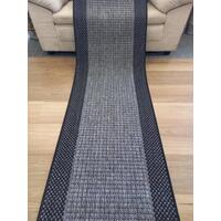 Rubber Back Hallway Runner 67, 80 or 100cm wide Silver Black by the Meter Sunrise Flat-weave