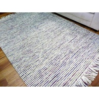 Chunky Handloomed Loop Pile Wool & Polyester Area Floor Rug Plum