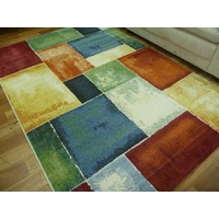 Intrend Multi Rectangles Bright Colourful Contemporary Design 14mm Thick Floor Area Rugs