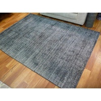 Hand Loomed Art Silk & Wool Hampton Charcoal White Area Floor Rug