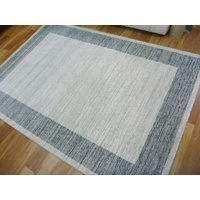 Trendy Contemporary Floor Rugs Emphasis Plain Frame Grey Cream InStore