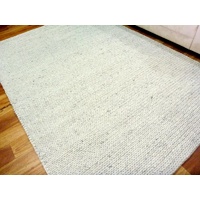 Handwoven Sumak Weave Wool & Art-Silk Ishka Empire Beige Silver Area Floor Rug