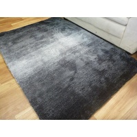 Super Soft n Cuddly 23mm Thick Pile Graduation Black Grey Modern Floor Rugs