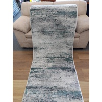 Clearance Hall Runners Madeline Abstract Grey Green 80cm Wide End of Roll Edged