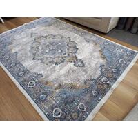 Persian Design Silver Tan Medallion Illusion Range Soft Feel Floor Area Rugs