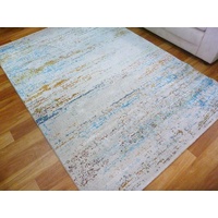 Unique Ivory Blue Rust Transitional Modern Wash Design Soft Very High Quality Floor Area Rugs