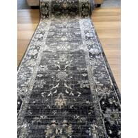 Clearance Hall Runners Chorus Charcoal Grey Allover Detailed 80cm Wide End of Roll Edged