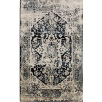 Persian Allover Worn Look Design Black Soft Feel Raffia 11mm Thick Floor Area Rug