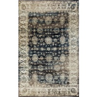 Persian Medallions Worn Look Design Black Blue Soft Feel Raffia 11mm Thick Floor Area Rug