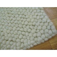 Hand Knotted Cream Grey Speck Romance NZ Wool Chunky Loop Ball Pile Textured Floor Area Rug