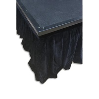 Black Velvet Skirt Curtain with Strap Fasteners for Portable Stage 7.32m x 41cmH or 7.32m x 61cmH