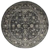 Persian Round Rugs Wash Design Chorus Charcoal Grey Allover Soft Feel