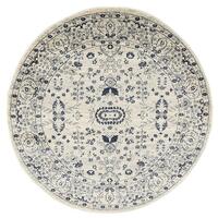 Persian Round Rugs Chorus Cream Blue Allover Detailed Soft Feel