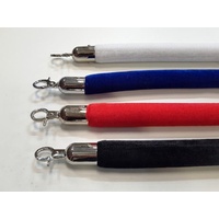 Black Velvet Rope Silver Hook End 32mm x 1.5M For Bollard Queue Stanchion - Online