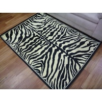 Picture Animal Floor Rugs Indi Zebra Allure Black n Cream
