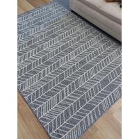 Flat-weave Gest Shaded Grey Herringbone Rubber Backed Floor Rugs Runner & Door Mats