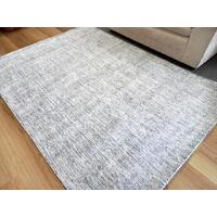 Soft Fine Wool & Viscose Textured Handwoven Silver Area Rug 13mm Thick