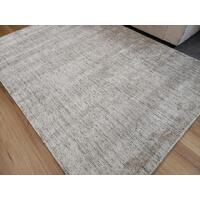 Soft Fine Wool & Viscose Textured Handwoven Taupe Area Rug 13mm Thick