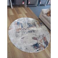 Transitional Design Coastal Cream Salmon Blue Area Rugs and Circle