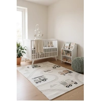 Kids Super Soft Feel Cream Beige Car Roads Dreamscape 14mm Thick Childrens Rugs