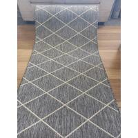 Hall Runner Flatweave 80cm wide Dahab Silver Grey Ivory Mesh Rubber Backed By the Meter
