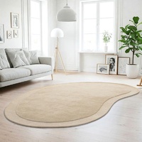 Beige Sculptured Designer Corva Wool Floor Rug 12mm Thick
