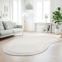 Cream Sculptured Designer Corva Wool Floor Rug 12mm Thick