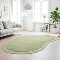 Green Sculptured Designer Corva Wool Floor Rug 12mm Thick