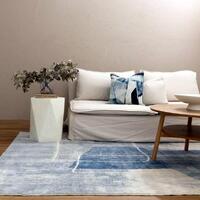 Non-Slip Washable Recyclable Luscious Abstract Blue Modern Woven Floor Rug