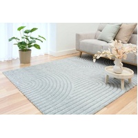 Contemporary Encompass Textured Slate Green Rake Lines Area Rug