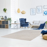 Contemporary Encompass Textured Beige Rake Lines Area Rug