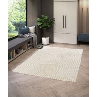 Contemporary Encompass Textured Cream Rake Lines Area Rug
