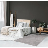 Contemporary Encompass Textured Slate Grey Rake Lines Area Rug