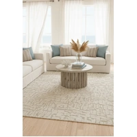 Super Soft Feel Cream Beige Maze Desire 14mm Thick Contemporary Floor Area Rugs