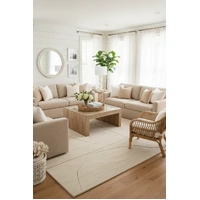Super Soft Feel Cream Beige Lines Desire 14mm Thick Contemporary Floor Area Rugs