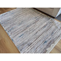 Super Soft Feel Fibers Worn Lines France Cream Blue 10mm Thick Abstract Floor Area Rugs
