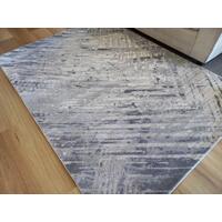 Super Soft Feel Fibers V Lines France Grey Cream 10mm Thick Abstract Floor Area Rugs