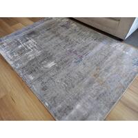 Soft Feel Fibers Worn Abstract Look Grey Blue Purple 10mm Thick Floor Area Rugs