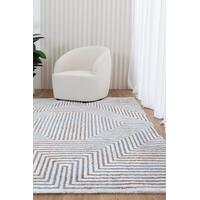 Luscious n Thick Geometric Cream Grey Modern Woven Serendipity 15mm Thick Floor Rug
