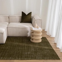 Luxury Indoor Outdoor Recycled Polyester Haven Olive Green Floor Rug