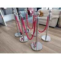 Red Braided Ropes & Stainless Steel Stanchion Bollard Post Packages Hire